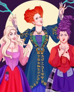 The Sanderson Sisters Cartoon Characters paint by numbers