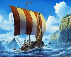 The Viking Ship In The Sea paint by numbers