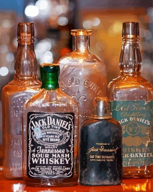 Whiskey Old Botles paint by numbers