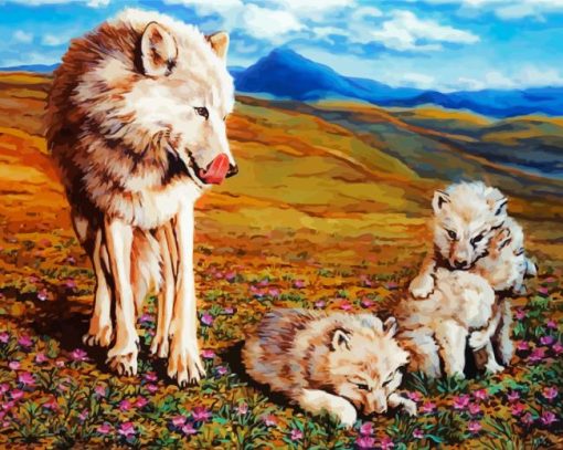 Wild Wolf And Pups paint by numbers