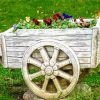Wooden Flower Cart paint by number