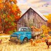 Aesthetic Fall With Blue Truck paint by numbers