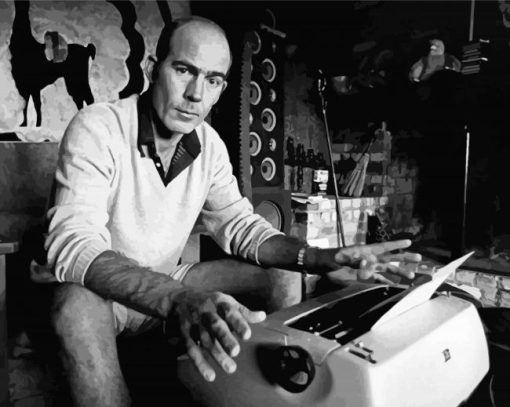 black and white Hunter s Thompson paint by number