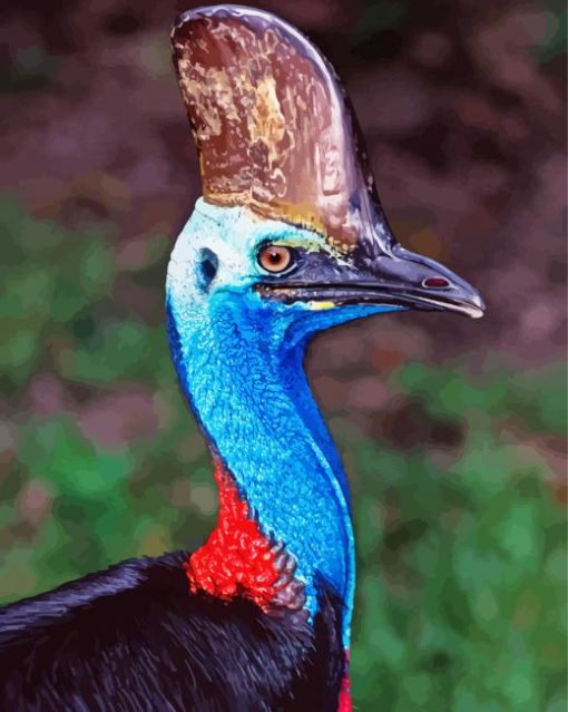 blue head Cassowary bird paint by numbers