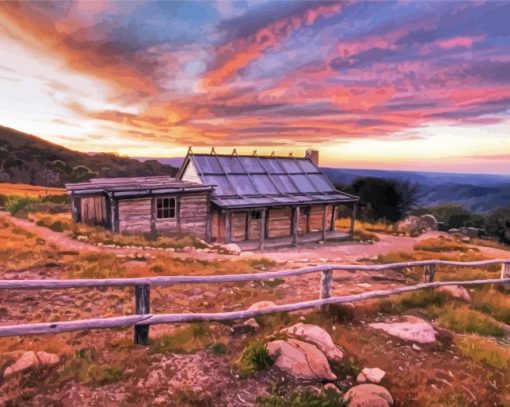 craigs hut at sunset paint by numbers