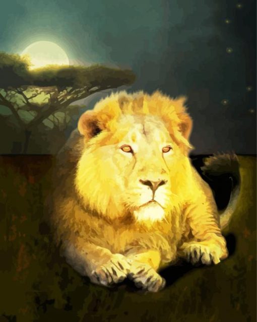 Lion At Night Art paint by numbers