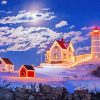 Nubble Lighthouse Christmas Lights Paint by numbers