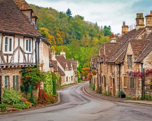 Pretty English Village paint by number