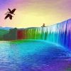 Rainbow Waterfall Landscape paint by number
