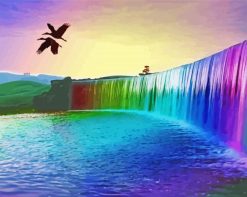 Rainbow Waterfall Landscape paint by number