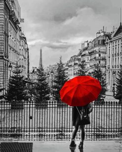 Red Umbrella In Paris paint by numbers