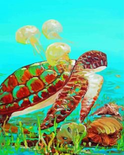 Turtle And Jellyfish paint by numbers