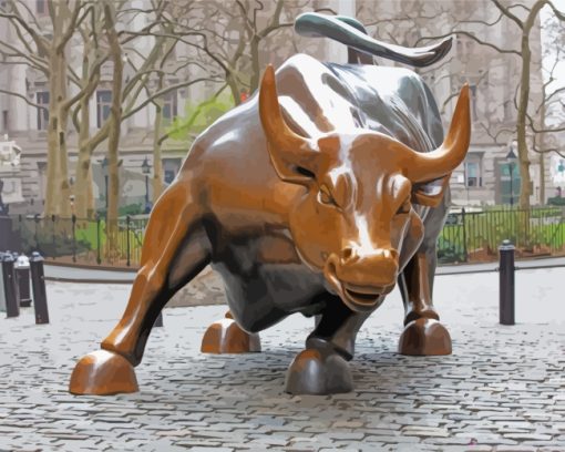 Wall Street Bull Sculpture paint by numbers