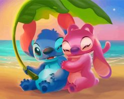 Angel And Stitch At Beach paint by numbers