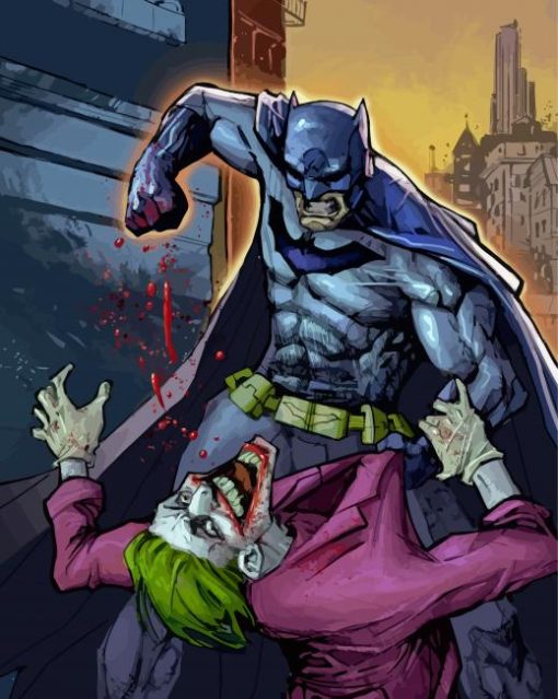 Batman And Joker Battle Art paint by number