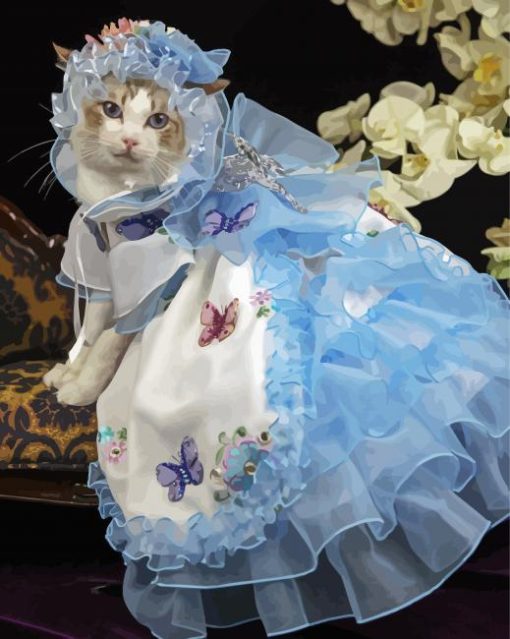 Beautiful Cat In Dress paint by numbers