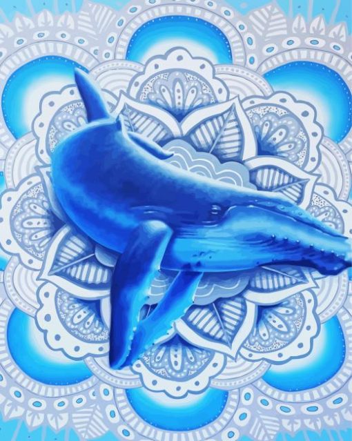 Blue Mandala Whale paint by numbers