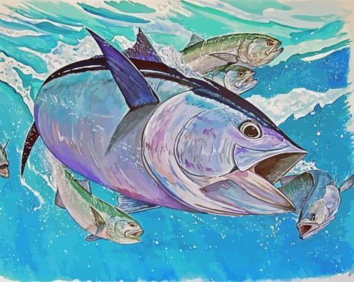 Bluefin And Blue Fish Art paint by numbers