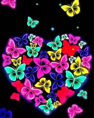 Colorful Butterfly Heart paint by numbers