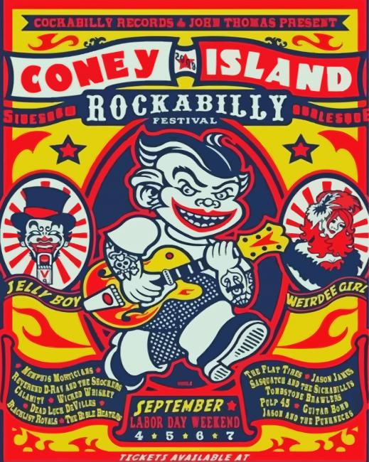 Coney Island Rockability Poster paint by numbers