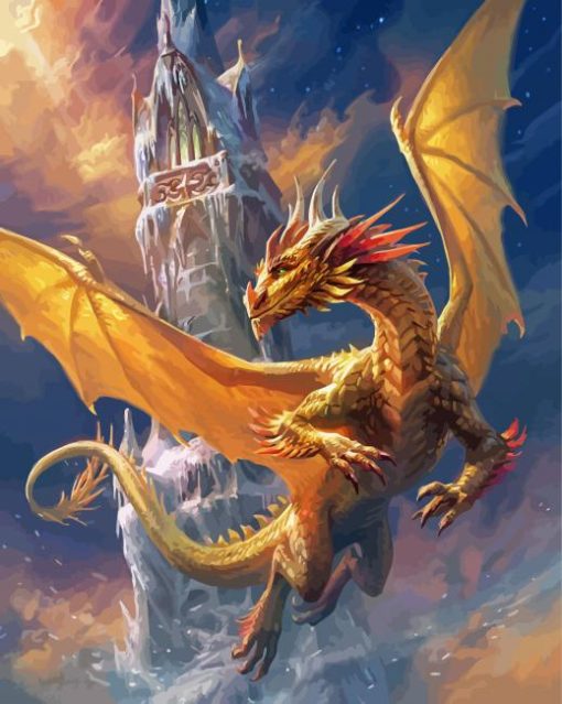 Fantasy Golden Dragon paint by numbers