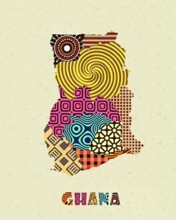 Ghana Map Poster Art paint by numbers