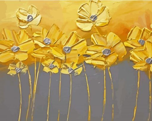 Gold Flowers paint by number