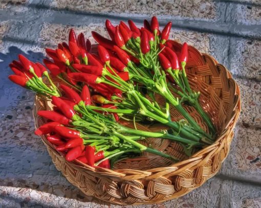 Hot Peppers In Basket paint by numbers