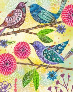 Illustration Birds Art paint by numbers