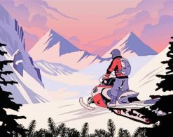 Illustration Snow Mobile paint by numbers