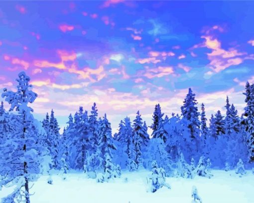Snowy Forest In Lapland paint by numbers
