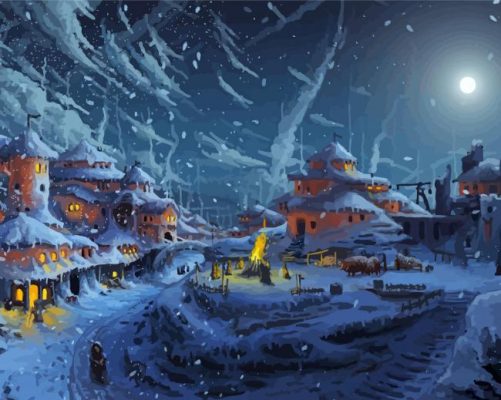 Winter Fatasy Village paint by numbers