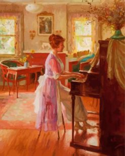 Lady Playing Piano paint by numbers