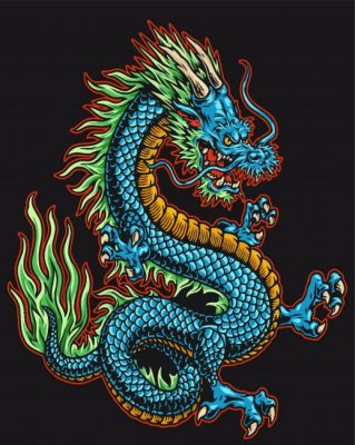 Japanese Dragon Illustration paint by numbers
