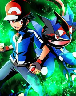 Pokemon Ash And Greninja paint by number