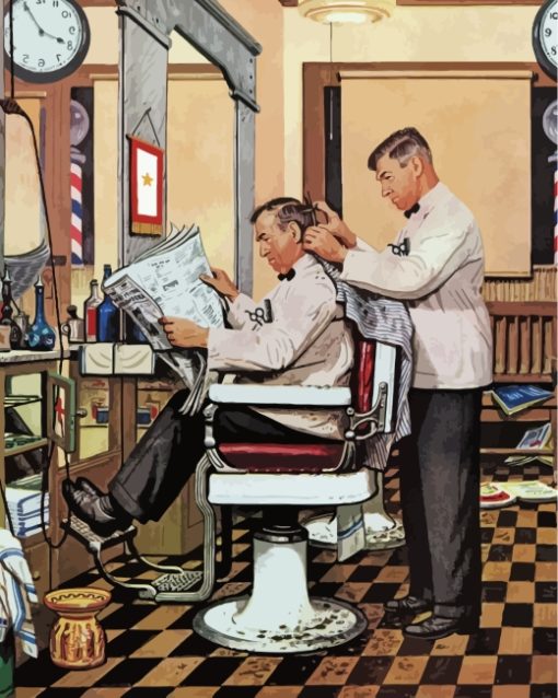 Barber Getting Haircut paint by numbers
