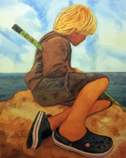 Aesthetic Boy Fishing Art paint by numbers