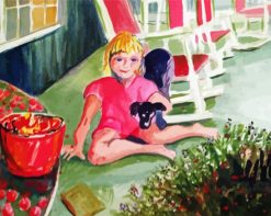 Aesthetic Girl Porch Illustration paint by numbers