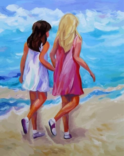 Aesthetic Besties At The Beach paint by numbers