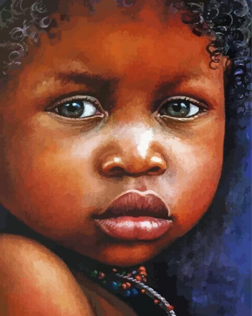 Aesthetic Black Little Girl Close Up paint by numbers