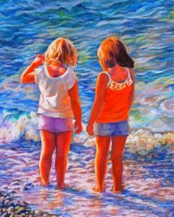 Cute Besties At The Beach paint by numbers