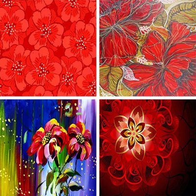 Abstract Red Flowers painting by numbers