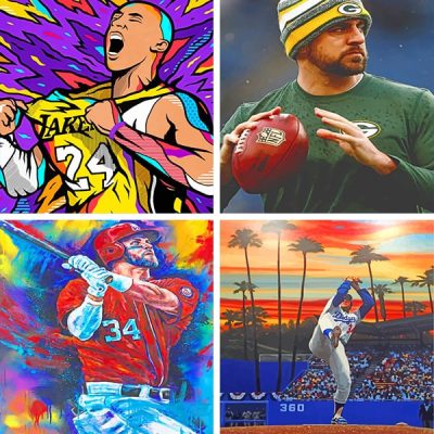 Players painting by numbers