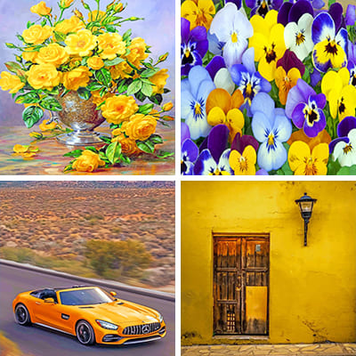 Yellow painting by numbers