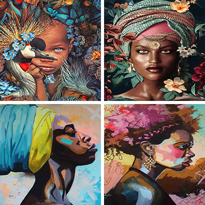 african woman painting by numbers