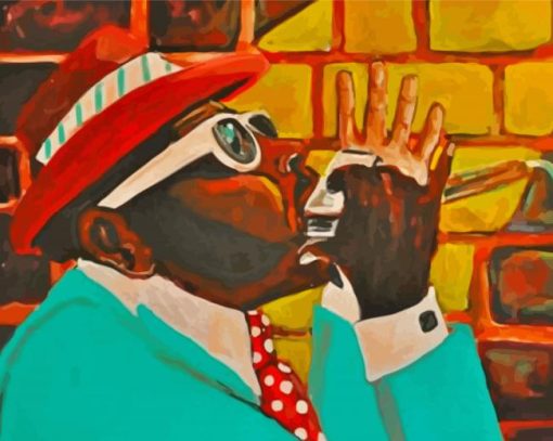 black man playing harmonica paint by numbers