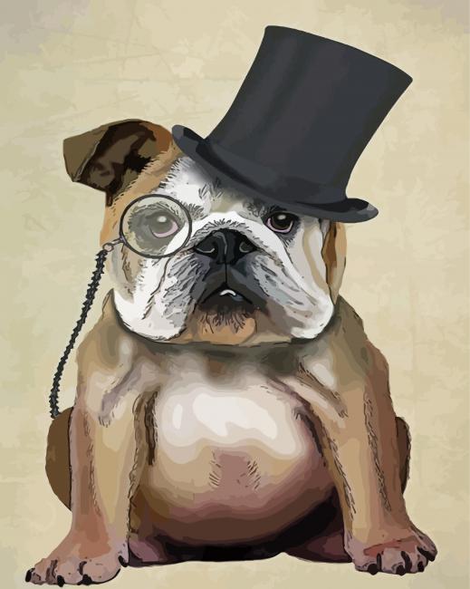 Classy Bulldog With Hat paint by numbers