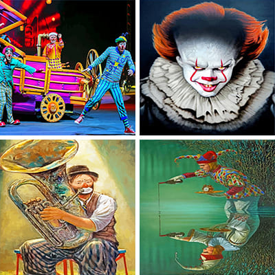 clowns painting by numbers