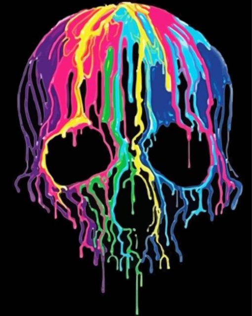 Colorful Neon Skull paint by numbers