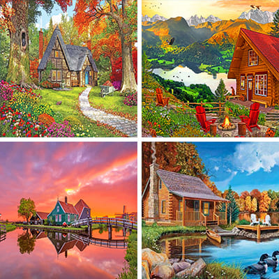 cottages painting by numbers